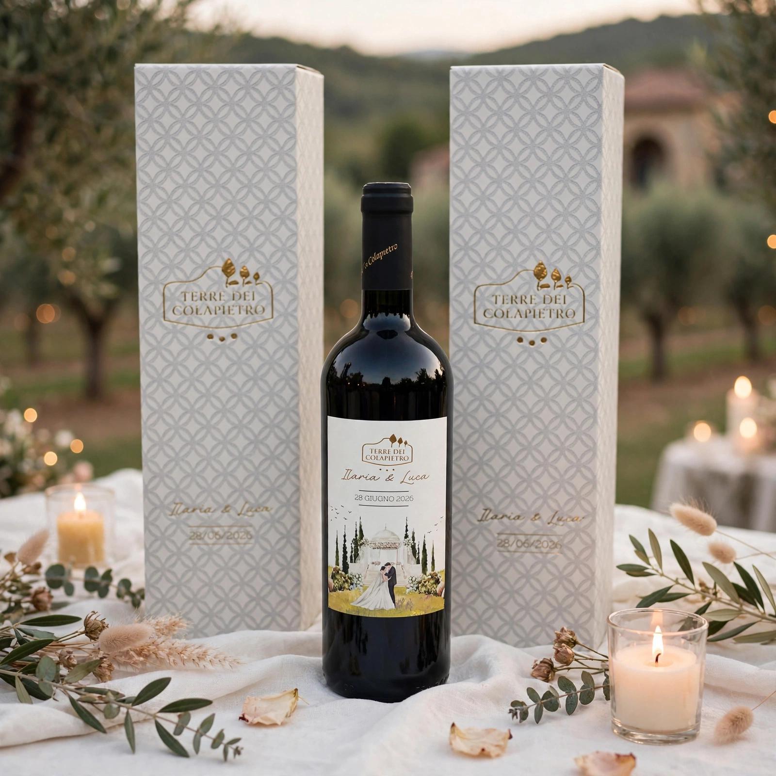 Bomboniera con Bottiglia di vino - completamente personalizzabile
